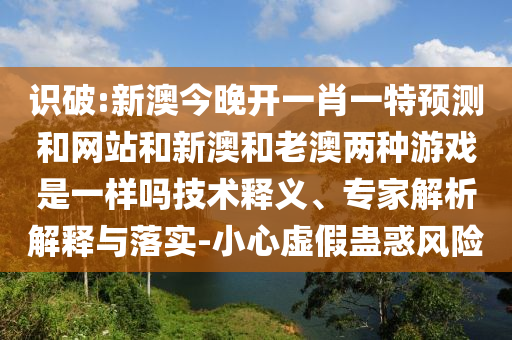 識破:新澳今晚開一肖一特預(yù)測和網(wǎng)站和新澳和老澳兩種游戲是一樣嗎技術(shù)釋義、專家解析解釋與落實-小心虛假蠱惑風險